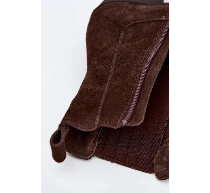 Semišové dámské boty na podpatku zateplené hnědé model 21747763 - Boto Semišové dámské boty na podpatku zateplené hnědé model 21747763 - Boto