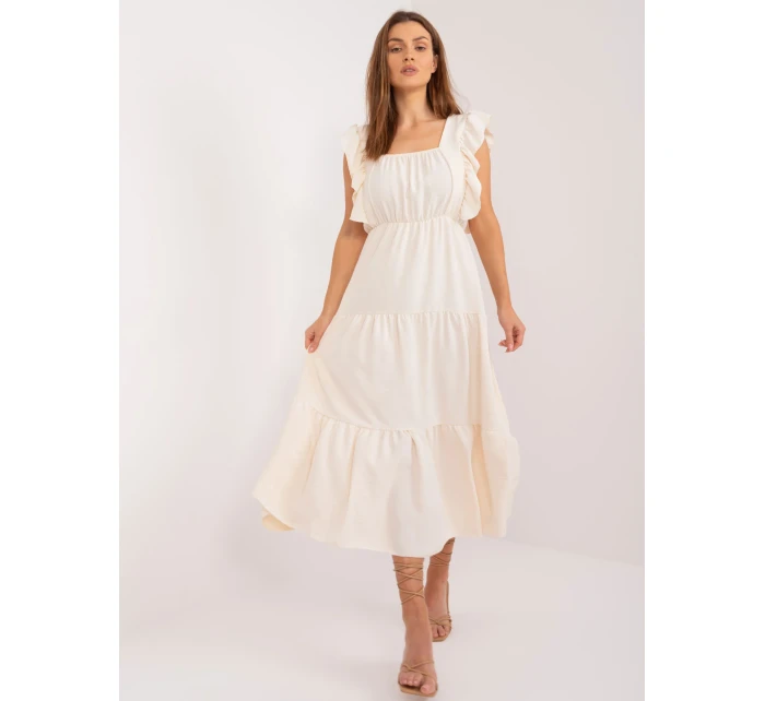 Sukienka DHJ SK model 19905062 jasny beżowy - FPrice Sukienka DHJ SK model 19905062 jasny beżowy - FPrice