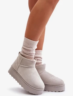 Sněhule Dámské Na Platformě Zateplené Kožíškem Světle Šedé Xamella