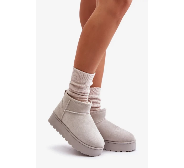 Sněhule Dámské Na Platformě Zateplené Kožíškem Světle Šedé Xamella Sněhule Dámské Na Platformě Zateplené Kožíškem Světle Šedé Xamella