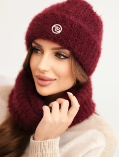 Dámská souprava čepice a šály bordó - K-Fashion