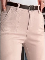 Dámské kalhoty slim fit s páskem TAIRONIK růžové FashionStreet UY2548