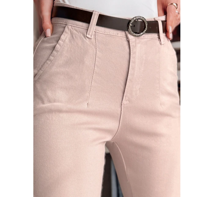 Dámské kalhoty slim fit s páskem TAIRONIK růžové FashionStreet UY2548