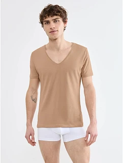 Pánské tričko SLG Base V Neck Shirt tělové Smoked Sand - SLOGGI