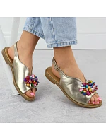 Dámské zlaté sandály s korálky Filippo DS6230