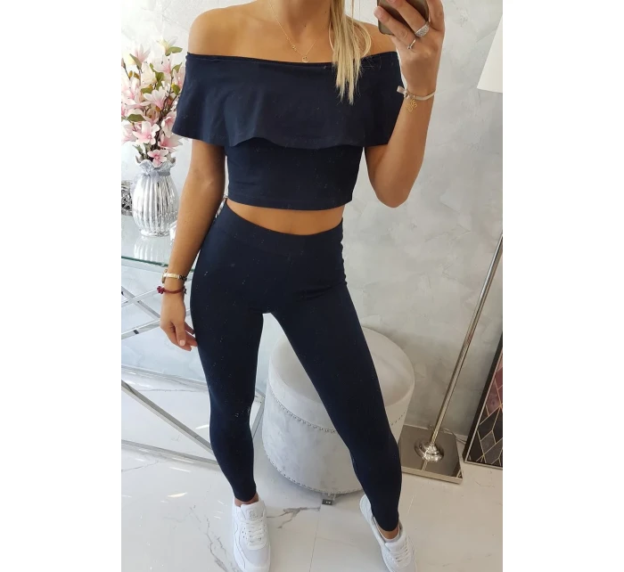 Souprava s volánkovým lemem námořnická modř