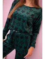 Dámská souprava z veluru s model 21149311 zelená + černá - K-Fashion Dámská souprava z veluru s model 21149311 zelená + černá - K-Fashion