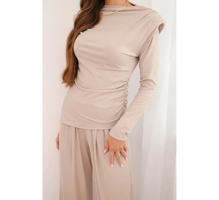 Dámský bavlněný komplet s a širokými kalhotami model 21472125 - K-Fashion Dámský bavlněný komplet s a širokými kalhotami model 21472125 - K-Fashion