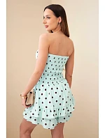 Dámský viskózový overal s puntíky s volánem mátový