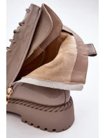 Dámské lakované botky Workery se zdobením Bežová SBarski MR870-67