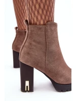 Klasické kožené boty na podpatku hnědé Amy Klasické kožené boty na podpatku hnědé Amy