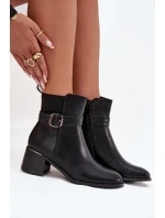 Zateplené dámské boty na podpatku s páskem a přezkou černé Sylira Zateplené dámské boty na podpatku s páskem a přezkou černé Sylira