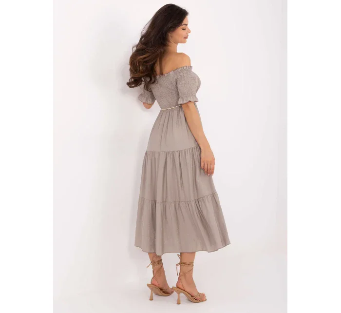 Sukienka MI SK model 21191073 ciemny bezowy - FPrice Sukienka MI SK model 21191073 ciemny bezowy - FPrice