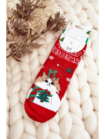 Dámské vánoční ponožky s červeným koťátkem