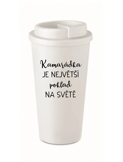 KAMARÁDKA JE NEJVĚTŠÍ model 21859176 NA SVĚTĚ bílý termohrnek 475 ml - Giftela