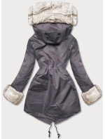 Bunda parka v grafitové barvě s kožešinovou odepínací podšívkou (5M763-105)