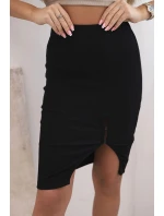 Dámská pruhovaná bavlněná sukně s rozparkem a ozdobnými knoflíky černá Dámská pruhovaná bavlněná sukně s rozparkem a ozdobnými knoflíky černá