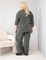 Dámský komplet Plus Size z viskózy manšestrový se širokými kalhotami a mikinou khaki Dámský komplet Plus Size z viskózy manšestrový se širokými kalhotami a mikinou khaki