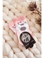 Dětské pruhované Ponožky S Medvídkem Růžove Dětské pruhované Ponožky S Medvídkem Růžove