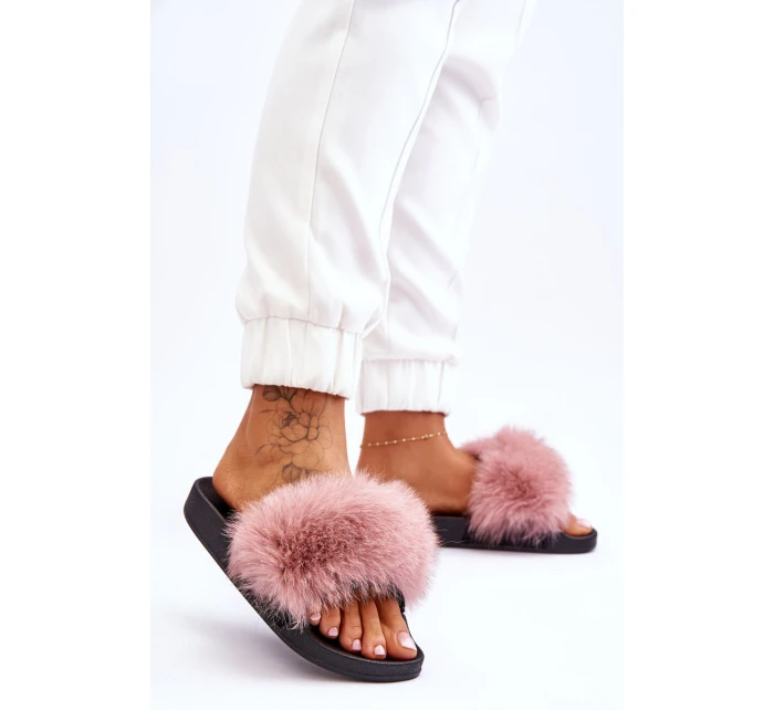 Dámské gumové pantofle s kožešinou Růžove Lucrece Dámské gumové pantofle s kožešinou Růžove Lucrece