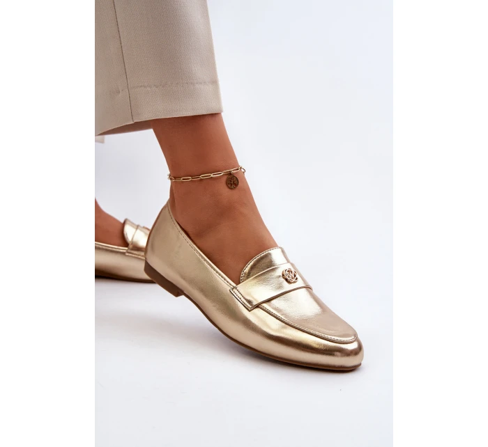 Dámské mokasíny na ploché podrážce zlaté model 21653969 - EVENTO Dámské mokasíny na ploché podrážce zlaté model 21653969 - EVENTO