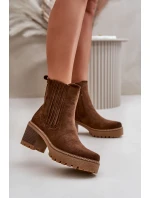 Dámské boty na podpatku z eko semiše zateplené tmavě hnědé Nevitas Dámské boty na podpatku z eko semiše zateplené tmavě hnědé Nevitas