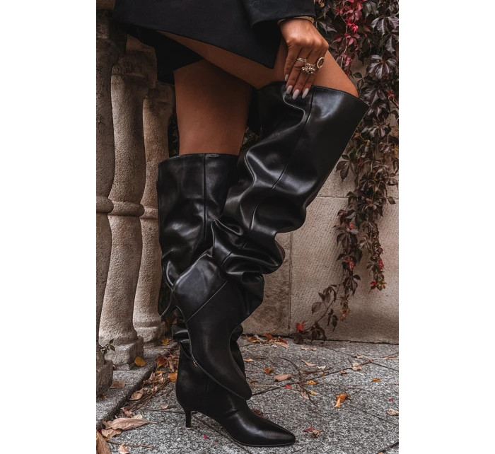 Nazouvací dámské kozačky na jehlovém podpatku černé Ysolienne Nazouvací dámské kozačky na jehlovém podpatku černé Ysolienne