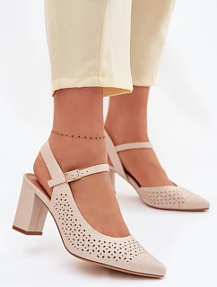 Otevřené sandály na podpatku Sergio Leone SK447 světle béžové