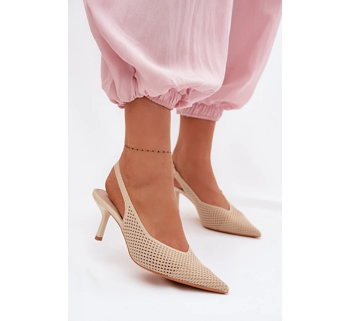 Dámské sandály z síťoviny na podpatku Béžové Emiliana Dámské sandály z síťoviny na podpatku Béžové Emiliana