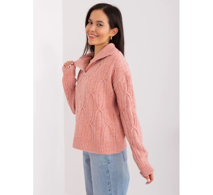 Sweter AT SW ciemny różowy model 19034293 - FPrice Sweter AT SW ciemny różowy model 19034293 - FPrice