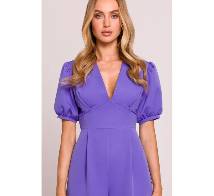 M852 Kombinéza s puff rukávy - světle fialová