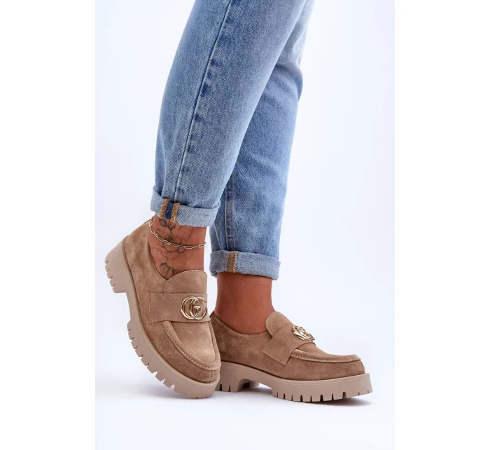 Dámské semišové polobotky s ozdobou Bežové Rosefalls