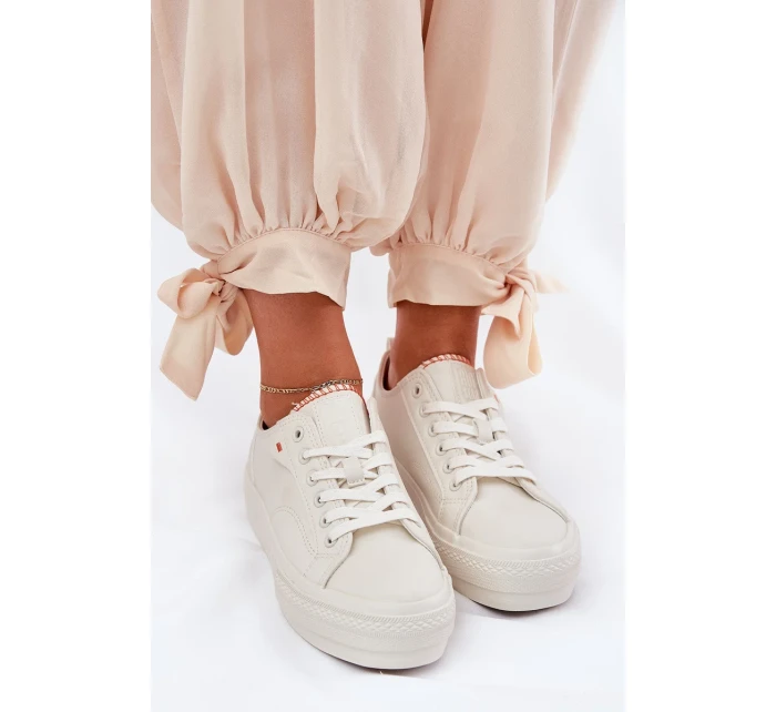 Dámské tenisky na platformě Big Star – světle béžové Dámské tenisky na platformě Big Star – světle béžové