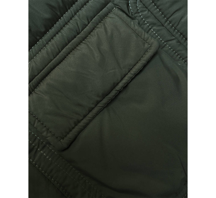 Péřová dámská vesta v khaki barvě (B8153-11)