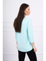 Halenka s 3D grafikou hodinek v mátové barvě Halenka s 3D grafikou hodinek v mátové barvě