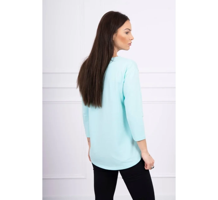 Halenka s 3D grafikou hodinek v mátové barvě Halenka s 3D grafikou hodinek v mátové barvě