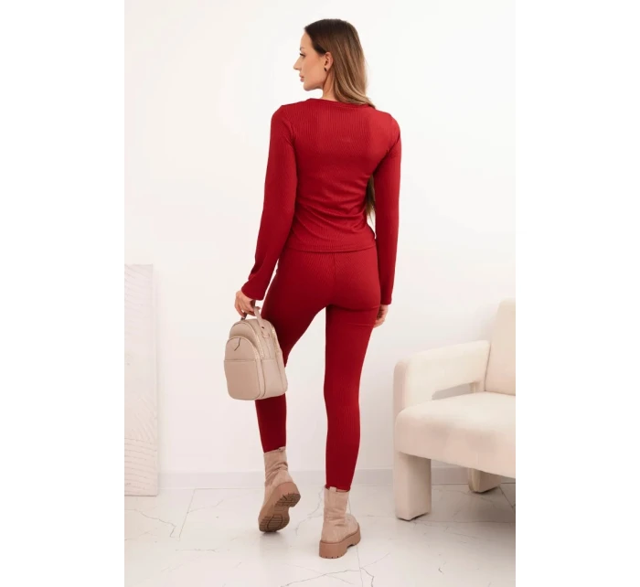 Dámská bavlněná souprava s dlouhým rukávem a legínami bordó Dámská bavlněná souprava s dlouhým rukávem a legínami bordó