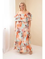 Dámské šaty plus size s volánem a odhalenými model 22092394 s elastickým pasem maxi mátová - K-Fashion