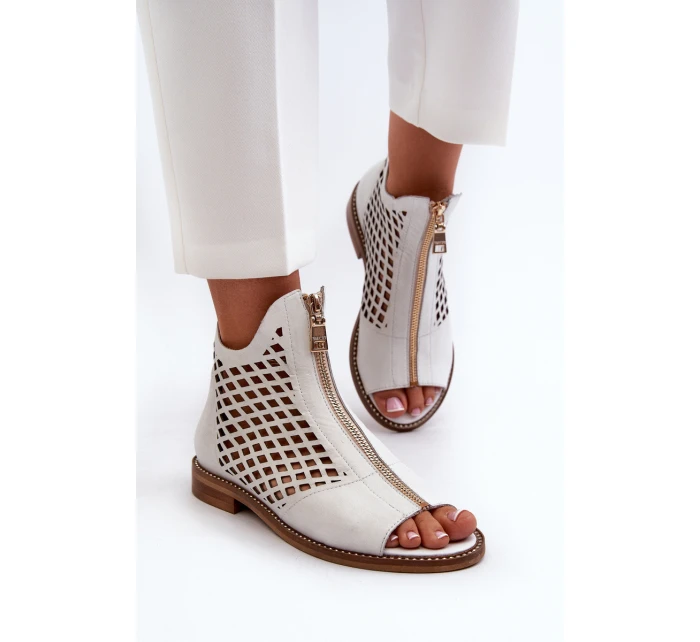 Ažurové Sandály Na Zip Bílé model 21659870 - Zazoo