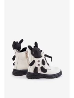 Kožené Zateplené Dětské Boty Na Zip S Medvědem Bílé Vinceza 36261