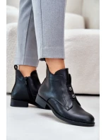 Zateplené dámské boty na plochém podpatku z eko kůže černé model 21675850 - S.Barski