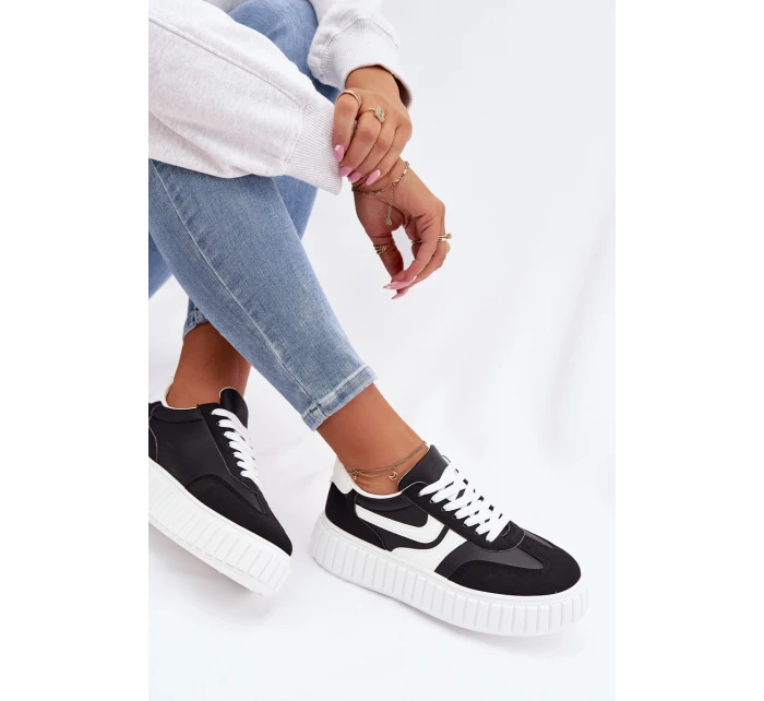 Dámské tenisky na platformě z eko semiše Černé Cadrina Dámské tenisky na platformě z eko semiše Černé Cadrina