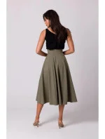Sukně s vysokým pasem B265 olivová - Stylove