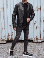 Pánská kožená bunda černá FashionStreet TX4736 Pánská kožená bunda černá FashionStreet TX4736