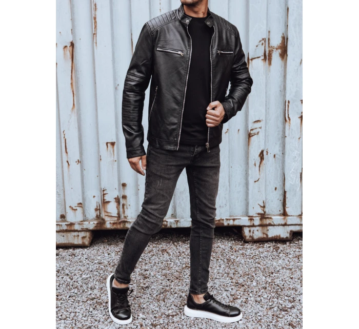 Pánská kožená bunda černá FashionStreet TX4736 Pánská kožená bunda černá FashionStreet TX4736