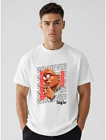 Pánské bavlněné tričko oversize s potiskem bílé FashionStreet NX1013R