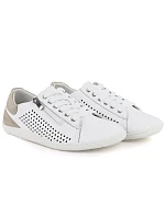 Dámské kožené barefoot ažurové bílé polobotky Gino model 22068716