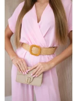 Kombinéza s ozdobným páskem v pase bonbónově růžová