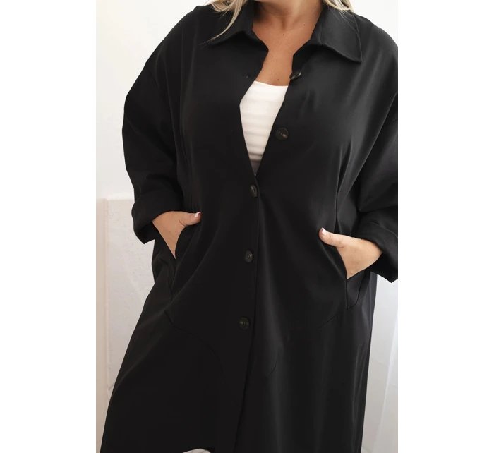 Dámská plus size narzutka Punto s bavlnou a knoflíky černá