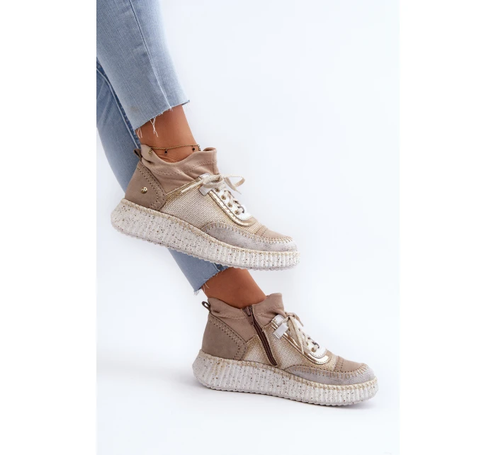 Dámské semišové polobotky model 21657272 Beige - Maciejka